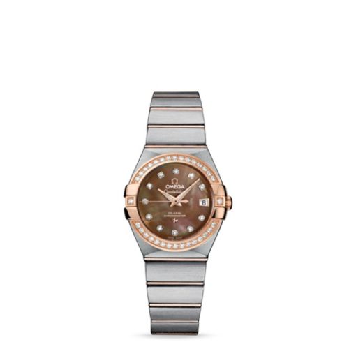 Omega 123.25.27.20.57.001 : Constellation Co-Axial 27 Brushed Stainless Steel / Red Gold / Diamond / Brown MOP