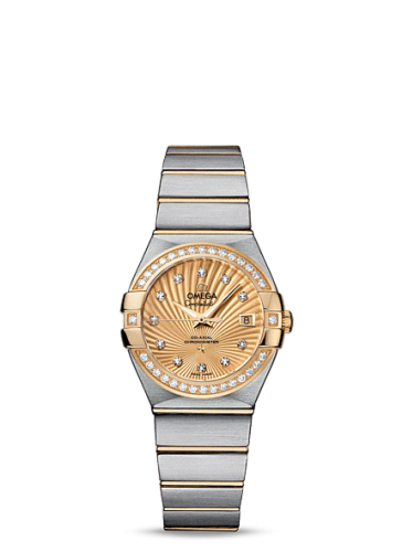 Omega 123.25.27.20.58.001 : Constellation Co-Axial 27 Brushed Stainless Steel / Yellow Gold / Diamond Bezel / Champagne Supernova