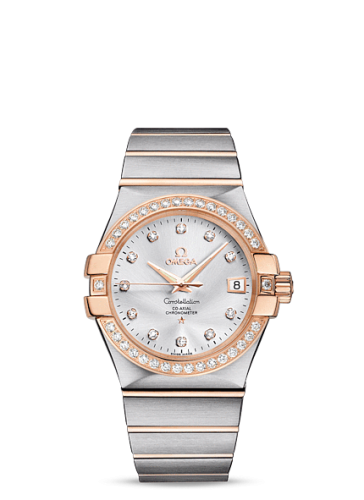Omega 123.25.35.20.52.001 : Constellation Co-Axial 35 Stainless Steel / Red Gold / Diamond / Silver