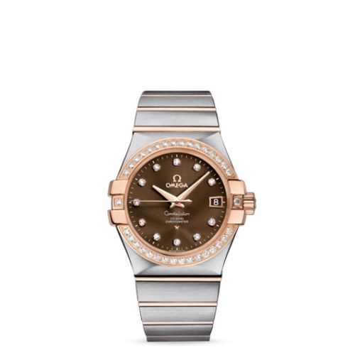 Omega 123.25.35.20.63.001 : Constellation Co-Axial 35 Stainless Steel / Red Gold / Diamond / Brown