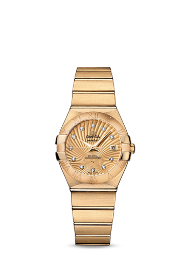 Omega 123.50.27.20.58.001 : Constellation Co-Axial 27 Brushed Yellow Gold / Champagne Supernova