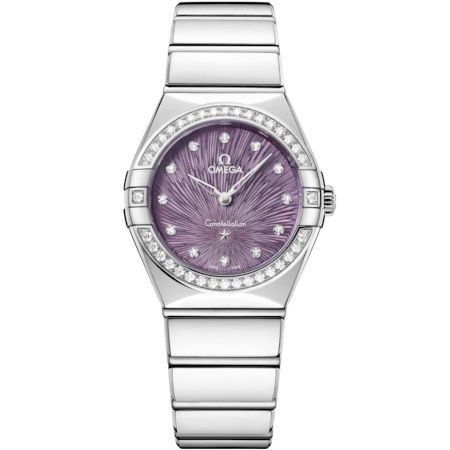 Omega 131.15.28.60.60.001 : Constellation Manhattan 28 Quartz Stainless Steel - Diamond / Purple Supernova