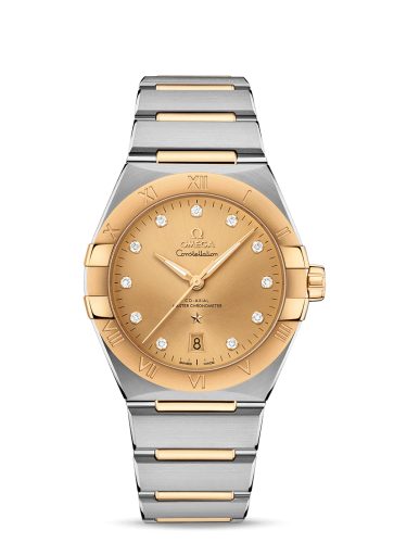 Omega 131.20.39.20.58.001 : Constellation Master Chronometer 39 Stainless Steel / Yellow Gold / Champagne-Diamond / Bracelet