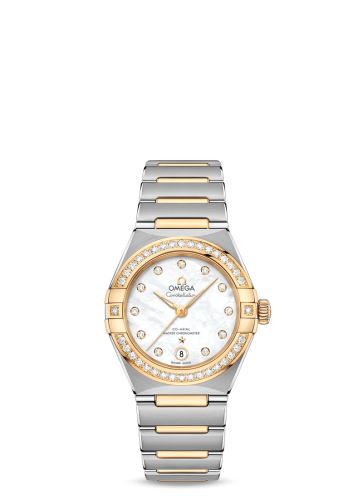 Omega 131.25.29.20.55.002 : Constellation Manhattan 29 Co-Axial Master Chronometer Stainless Steel / Yellow Gold / MOP / Diamond