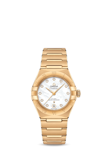 Omega 131.50.29.20.55.002 : Constellation Manhattan 29 Co-Axial Master Chronometer Yellow Gold / MOP