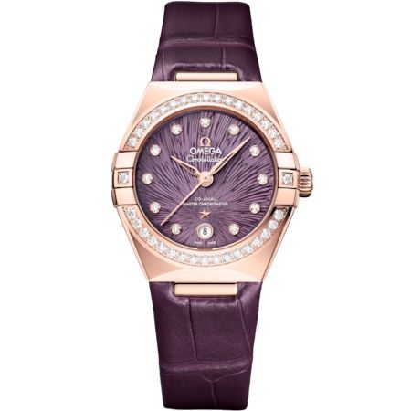 Omega 131.58.29.20.60.002 : Constellation Manhattan 29 Co-Axial Master Chronometer Moonshine Gold - Diamond / Purple Supernova / Alligator