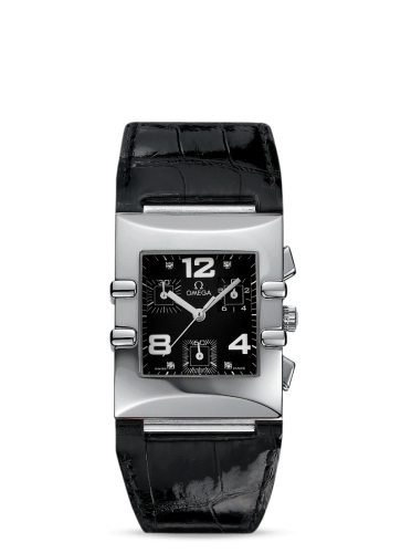 Omega 1841.55.11 : Constellation Quadra Quartz 28 Chronograph Stainless Steel / Black / Alligator