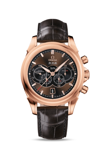 Omega 422.53.41.52.13.001 : De Ville Co-Axial 41 Chronograph 4 Counters Red Gold / Brown / Alligator