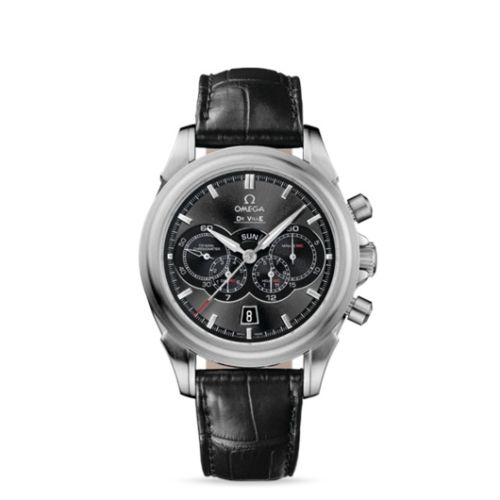 Omega 422.13.41.52.06.001 : De Ville Co-Axial 41 Chronograph 4 Counters Stainless Steel / Grey / Alligator
