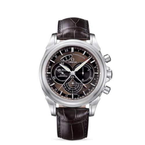 Omega 422.13.44.52.13.001 : De Ville Co-Axial 44 Chronoscope GMT Stainless Steel / Brown