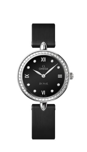 Omega 424.17.27.60.51.001 : De Ville Prestige Dewdrop Quartz 27.4 Stainless Steel / Black / Diamond