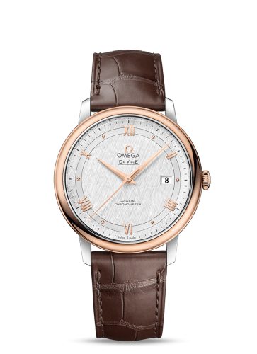 Omega 424.23.40.20.02.002 : De Ville Prestige Co-Axial 39.5 Stainless Steel / Red Gold / Vintage Silk Silver