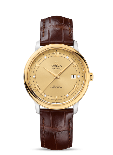 Omega 424.23.40.20.58.001 : De Ville Prestige Co-Axial 39.5 Stainless Steel / Yellow Gold / Vintage Champagne