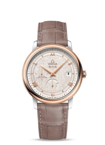 Omega 424.23.40.21.02.001 : De Ville Prestige Co-Axial 39.5 Power Reserve Stainless Steel / Red Gold / Vintage Silver Silk
