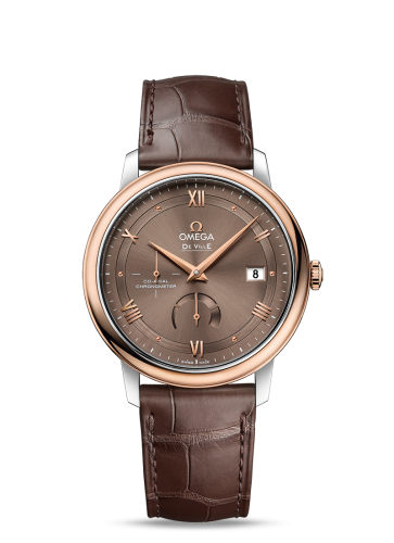 Omega 424.23.40.21.13.001 : De Ville Prestige Co-Axial 39.5 Power Reserve Stainless Steel / Red Gold / Vintage Brown