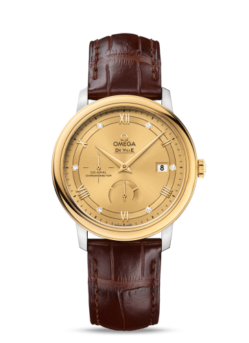 Omega 424.23.40.21.58.001 : De Ville Prestige Co-Axial 39.5 Power Reserve Stainless Steel / Yellow Gold / Vintage Champagne
