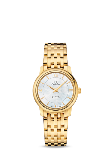 Omega 424.50.27.60.05.001 : De Ville Prestige Quartz 27.4 Yellow Gold / MOP / Bracelet