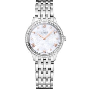 Omega 434.15.28.60.55.001 : De Ville Quartz 27.5 Stainless Steel - Diamond / MOP / Bracelet