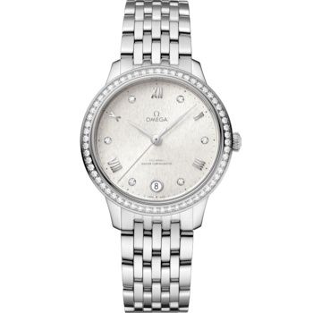 Omega 434.15.34.20.52.001 : De Ville Master Chronometer 34 Stainless Steel - Diamond / Silver / Bracelet