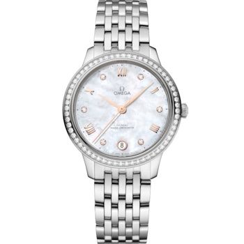 Omega 434.15.34.20.55.001 : De Ville Master Chronometer 34 Stainless Steel - Diamond / MOP / Bracelet