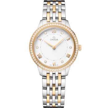 Omega 434.25.30.60.52.002 : De Ville Quartz 30 Stainless Steel - Yellow Gold - Diamond / White / Bracelet