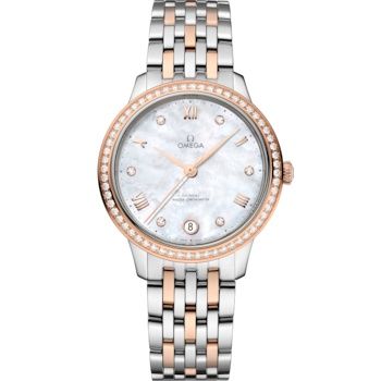 Omega 434.25.34.20.55.001 : De Ville Master Chronometer 34 Stainless Steel - Sedna Gold - Diamond / MOP / Bracelet