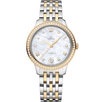 Omega 434.25.34.20.55.002 : De Ville Master Chronometer 34 Stainless Steel - Yellow Gold - Diamond / MOP / Bracelet