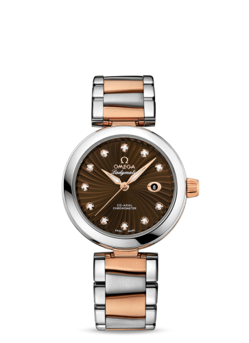 Omega 425.20.34.20.63.001 : LadyMatic Co-Axial 34 Stainless Steel / Red Gold / Brown / Bracelet