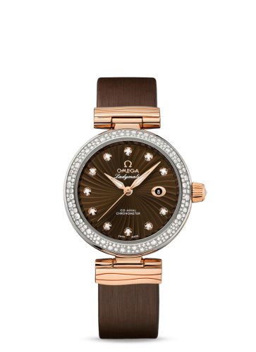 Omega 425.27.34.20.63.001 : LadyMatic Co-Axial 34 Stainless Steel / Red Gold / Diamond / Brown