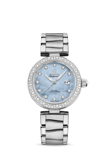 Omega 425.35.34.20.57.003 : LadyMatic Co-Axial 34 Stainless Steel / Diamond / Blue MOP / Bracelet