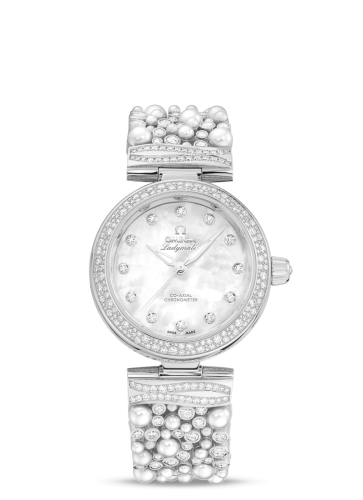 Omega 425.65.34.20.55.013 : LadyMatic Co-Axial 34 White Gold / Pearls and Diamonds