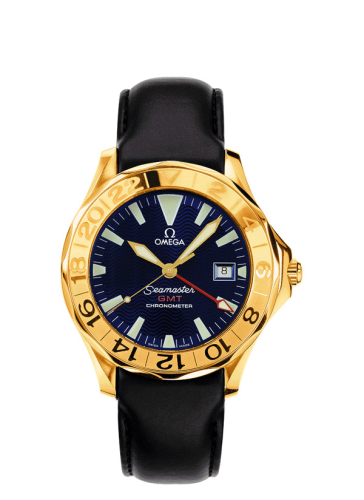 Omega 2634.80.93 : Seamaster Diver 300M Automatic 41 GMT Yellow Gold / Blue / Leather