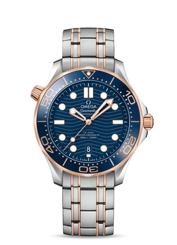 Omega 210.20.42.20.03.002 : Seamaster Diver 300M Master Co-Axial 42 Stainless Steel / Sedna Gold / Blue / Bracelet