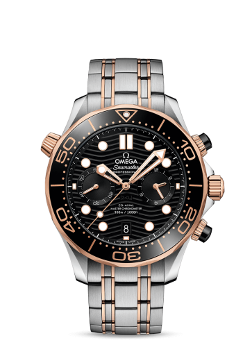 Omega 210.20.44.51.01.001 : Seamaster Diver 300M Master Co-Axial 44 Chronograph Stainless Steel / Sedna Gold / Black / Bracelet