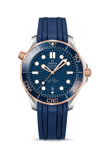 Omega 210.22.42.20.03.002 : Seamaster Diver 300M Master Co-Axial 42 Stainless Steel / Sedna Gold / Blue / Rubber