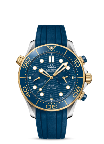 Omega 210.22.44.51.03.001 : Seamaster Diver 300M Master Co-Axial 44 Chronograph Stainless Steel / Yellow Gold / Blue / Rubber