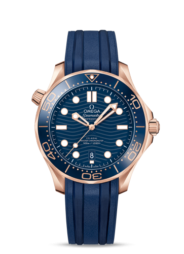 Omega 210.62.42.20.03.001 : Seamaster Diver 300M Master Co-Axial 42 Sedna Gold / Blue / Rubber