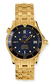 Omega 2153.80.00 : Seamaster Diver 300M Automatic 36.25 Yellow Gold / Blue / Bracelet