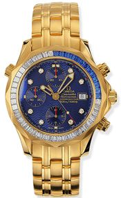Omega 2194.85.00 : Seamaster Diver 300M Automatic 41.5 Chronograph Yellow Gold / Diamond / Sapphire / Blue / Bracelet