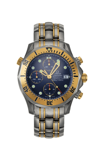 Omega 2297.80.00 : Seamaster Diver 300M Automatic 41.5 Chronograph Titanium / Yellow Gold / Blue / Bracelet