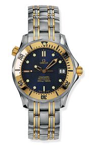 Omega 2362.80.00 : Seamaster Diver 300M Quartz 36.25 Stainless Steel / Yellow Gold / Blue / Bracelet