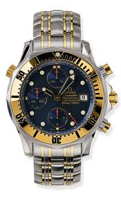Omega 2398.80.00 : Seamaster Diver 300M Automatic 41.5 Chronograph Stainless Steel / Yellow Gold / Blue / Bracelet