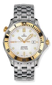 Omega 2442.20.00 : Seamaster Diver 300M Quartz 41 Stainless Steel / Yellow Gold / White / Bracelet