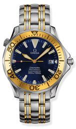 Omega 2453.80.00 : Seamaster Diver 300M Automatic 36.25 Stainless Steel / Yellow Gold / Blue / Bracelet