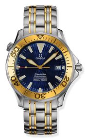 Omega 2455.80.00 : Seamaster Diver 300M Automatic 41 Stainless Steel / Yellow Gold / Blue / Bracelet