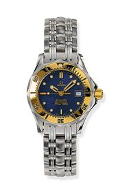 Omega 2482.80.00 : Seamaster Diver 300M Quartz 28 Stainless Steel / Yellow Gold / Blue / Bracelet