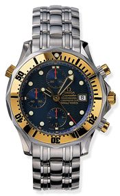 Omega 2498.80.00 : Seamaster Diver 300M Automatic 41.5 Chronograph Stainless Steel / Yellow Gold / Blue / Bracelet