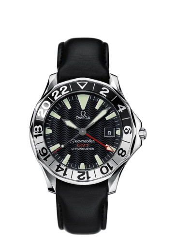 Omega 2834.50.96 : Seamaster Diver 300M Automatic 41 GMT Stainless Steel / Black / Leather