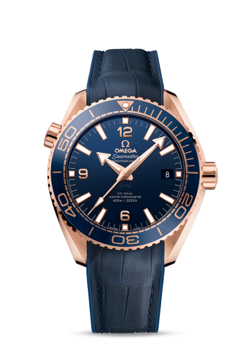 Omega 215.63.44.21.03.001 : Seamaster Planet Ocean 600M Co-Axial 43.5 Master Chronometer Sedna Gold / Blue / Strap