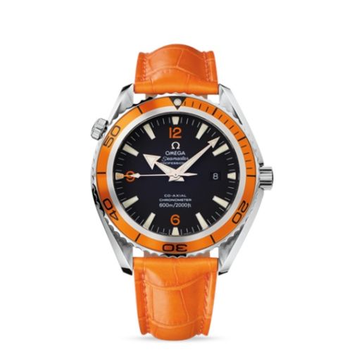 Omega 2908.50.38 : Seamaster Planet Ocean 600M Co-Axial 45.5 Stainless Steel / Orange / Alligator